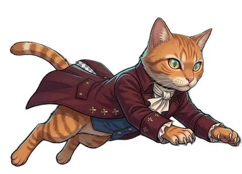 Griffe, the catfu mascot, ready to pounce